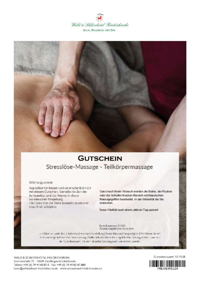 Stresslöse-Massage - Teilkörpermassage