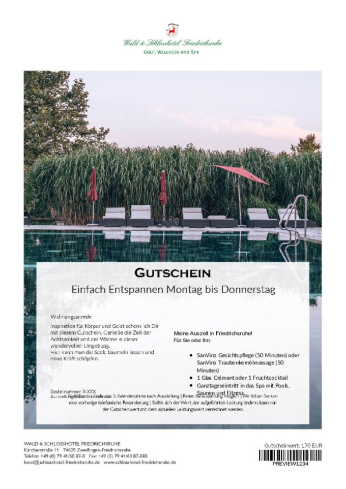 Einfach Entspannen: Montag bis Donnerstag